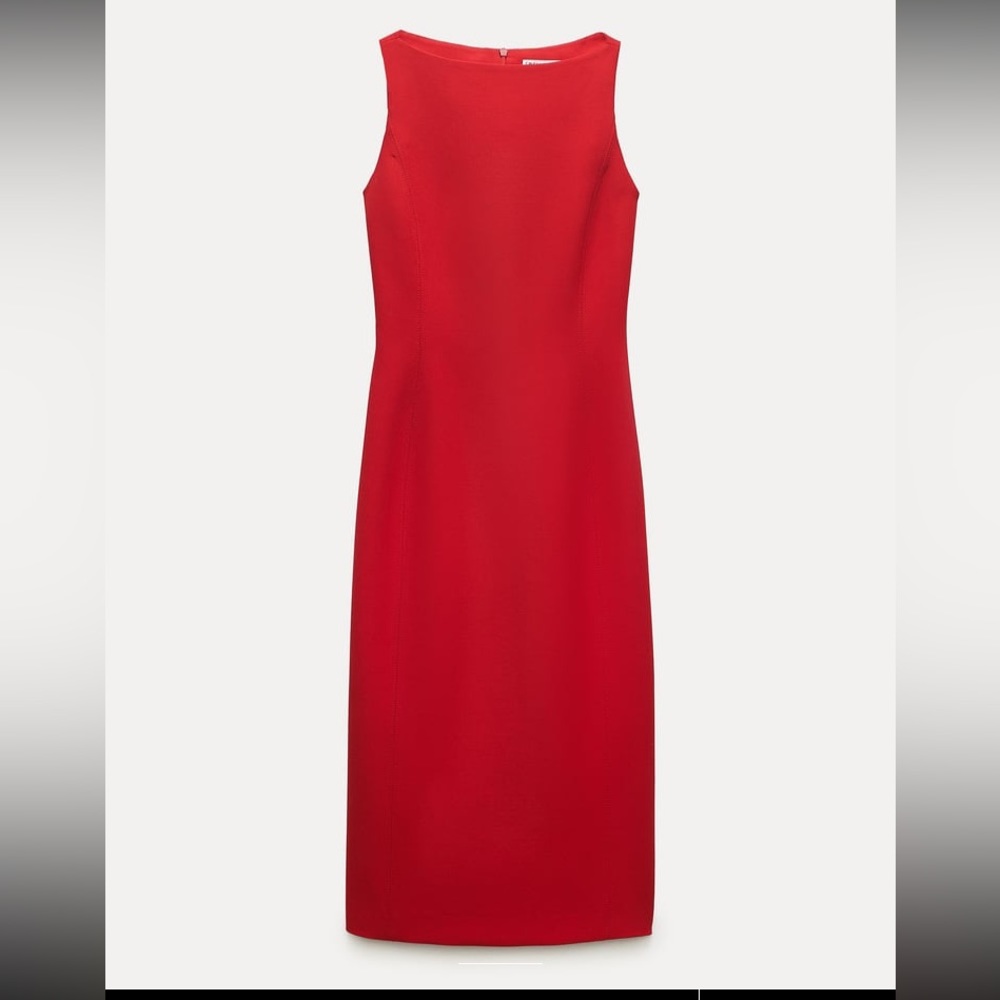 Zara Red Dress Sheath Holiday Sold Out Small S